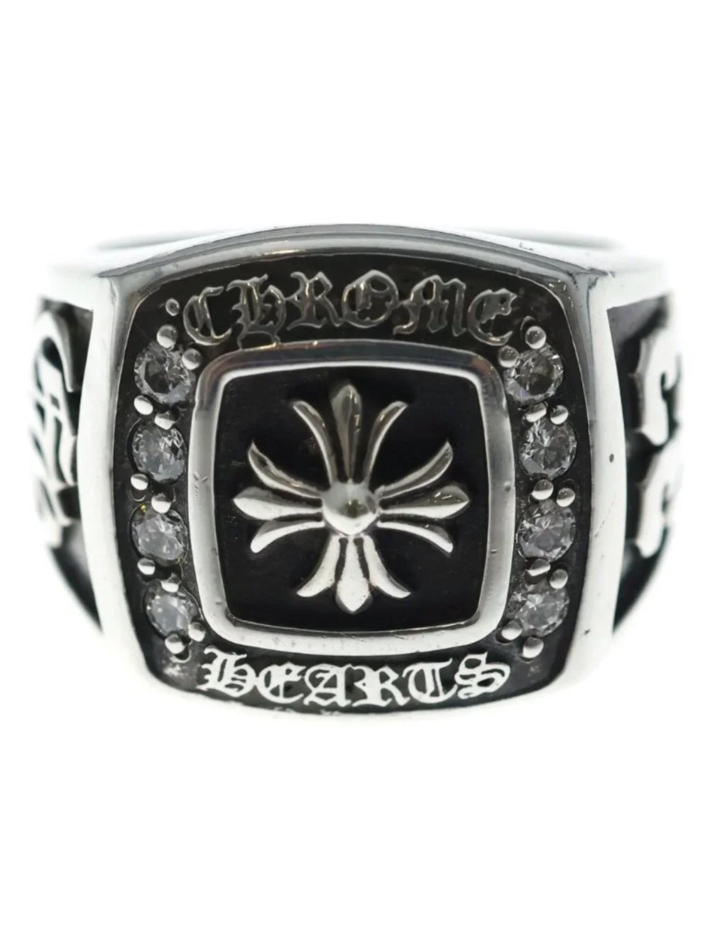 Chrome Hearts Lrg Champion P Dmnd Large Pave Diamond Silver Ring